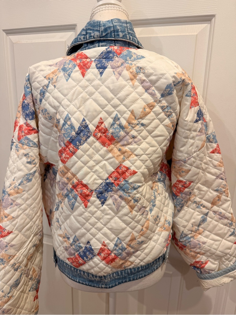 BLANKNYC Quilted Patchwork Jacket S Floral Denim Trim Cottagecore - Picture 9 of 9